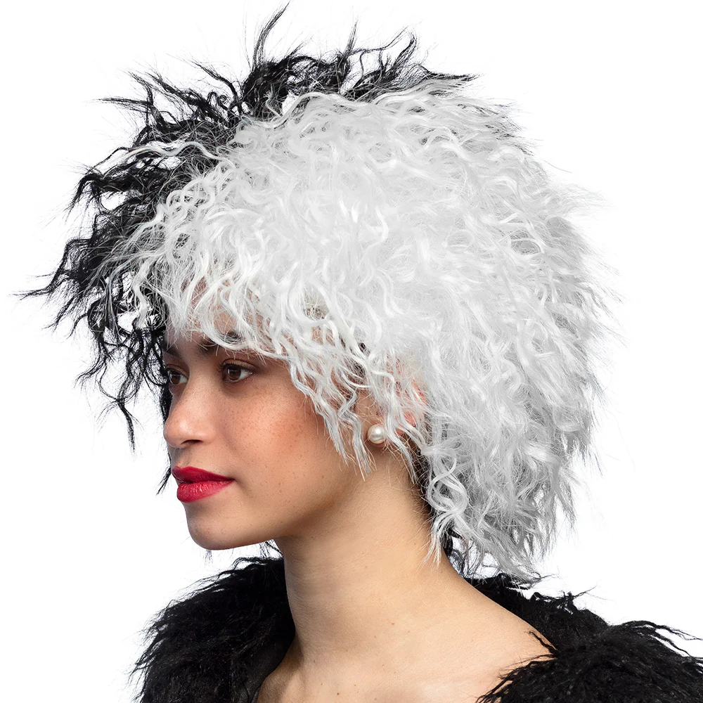 Cruella de Vil pruik Ivy zwart wit - Image 3