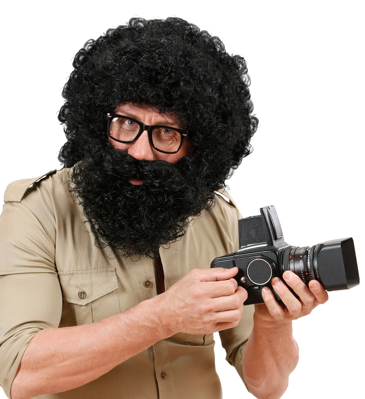 pruik karakter met krullen en baard zwart - Image 4