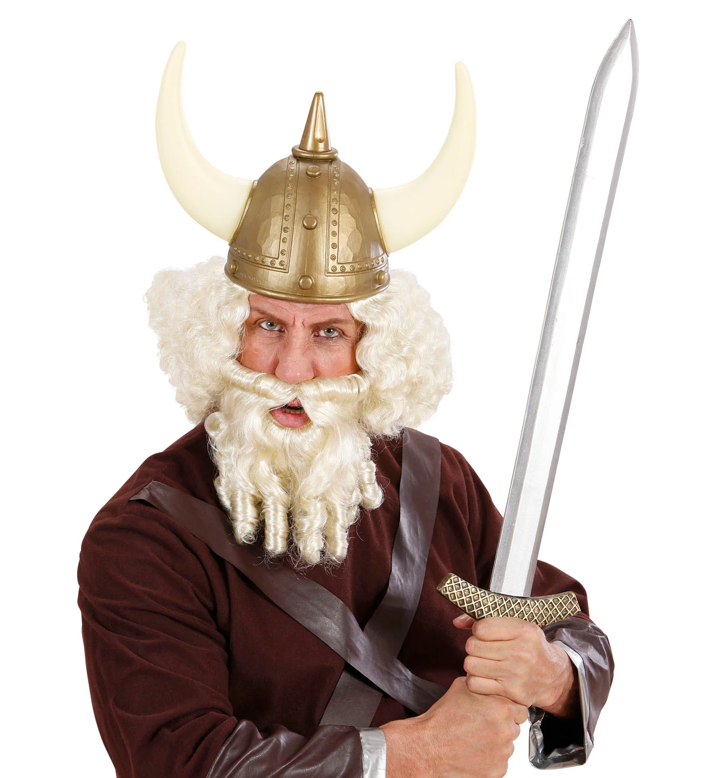 pruik karakter met lokken en baard blond - Image 2