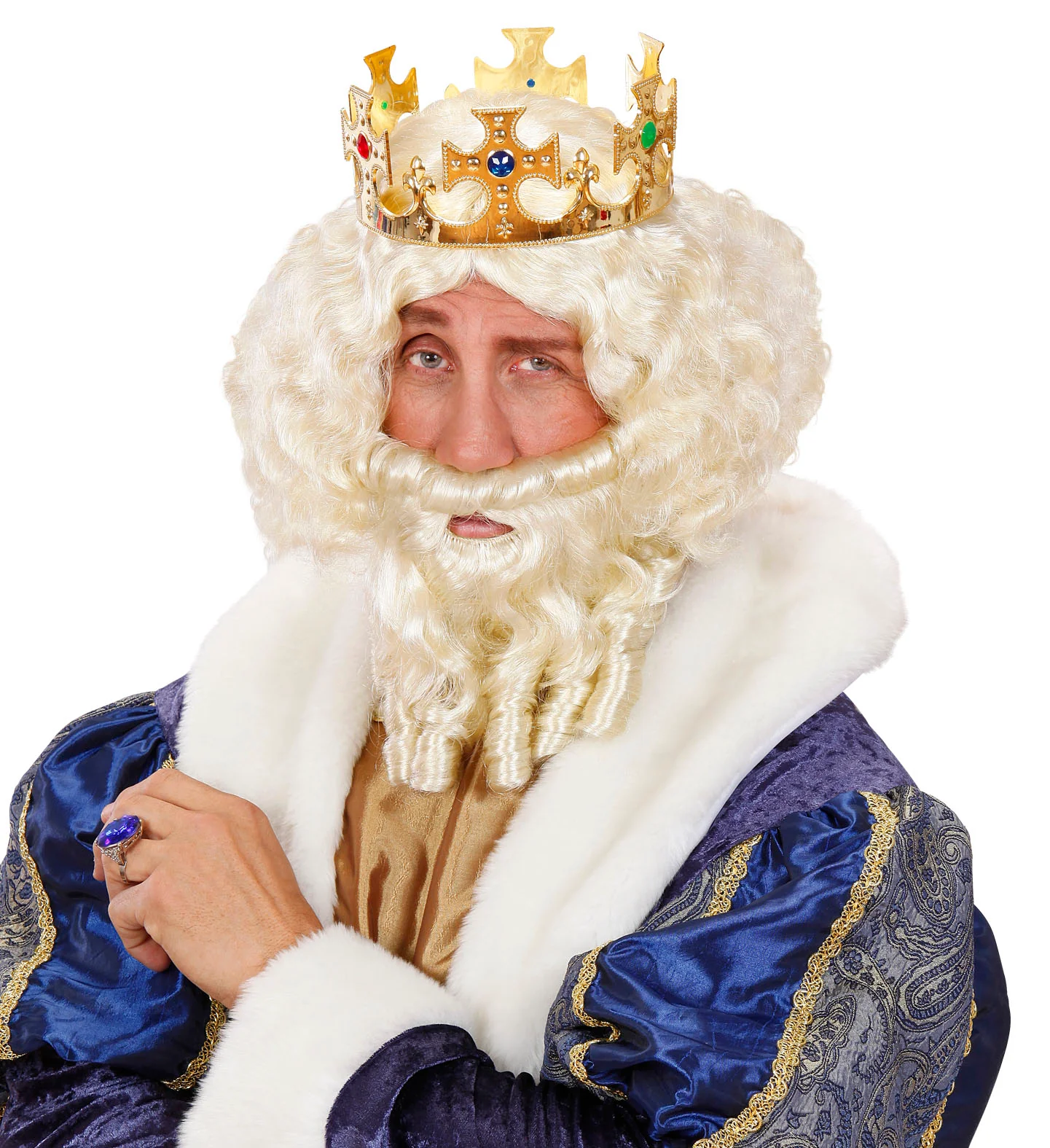 pruik karakter met lokken en baard blond - Image 3