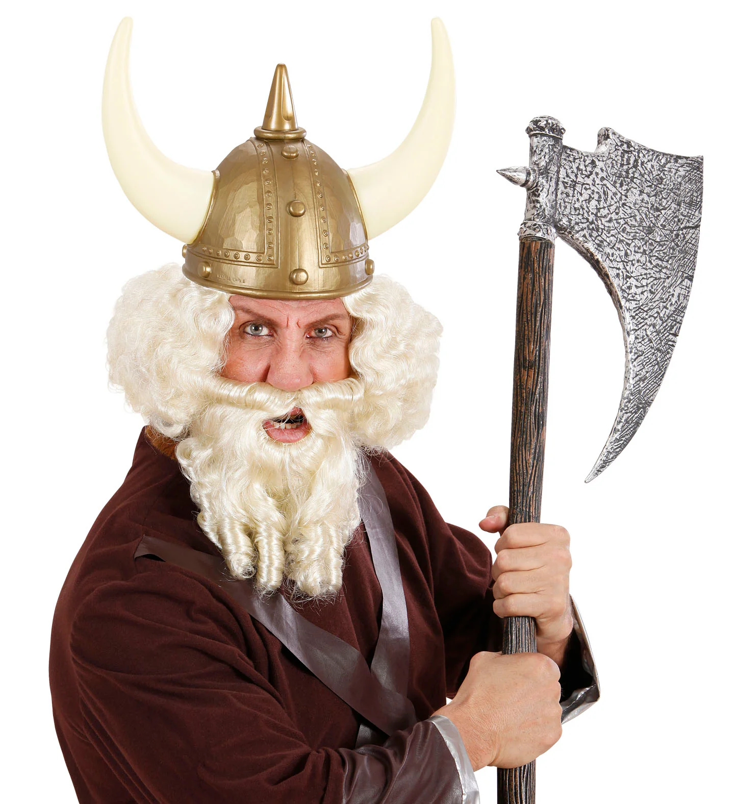 pruik karakter met lokken en baard blond - Image 4