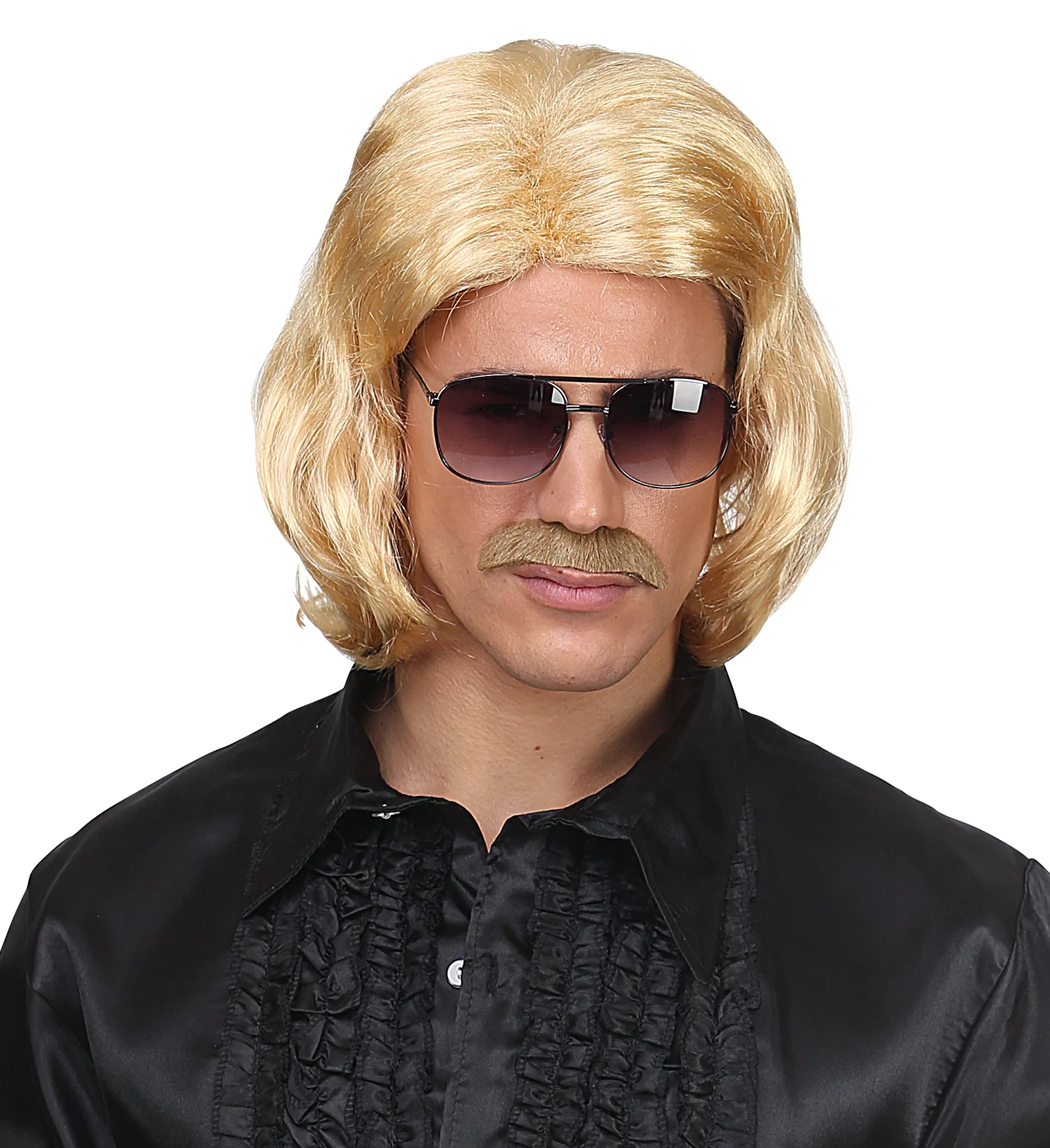 Blonde macho pruik met snor - Image 2