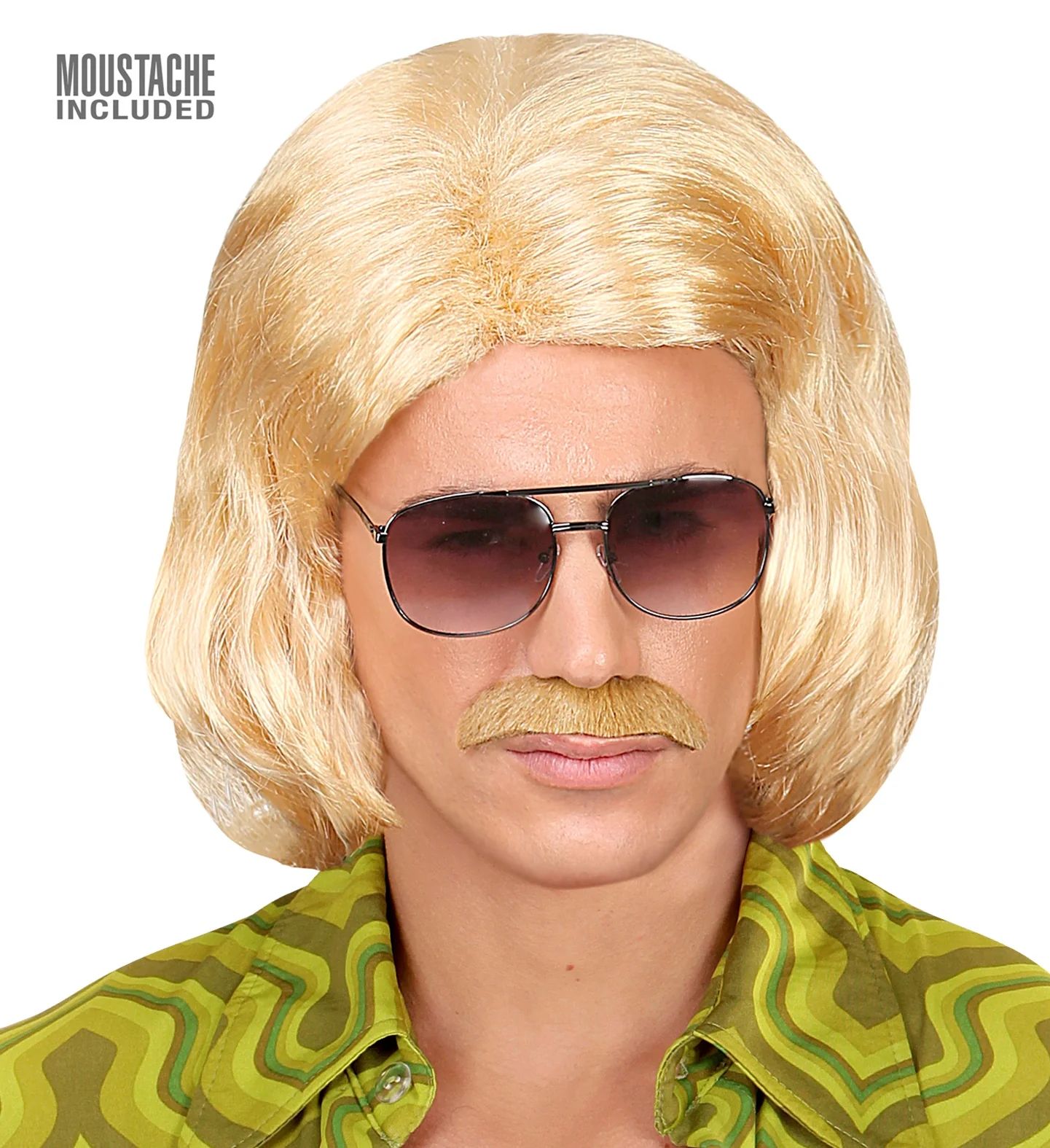 Blonde macho pruik met snor - Image 3