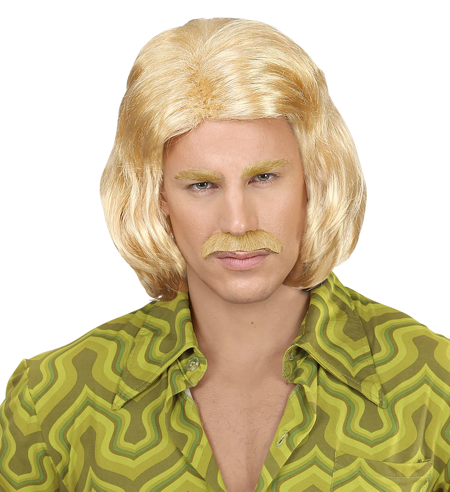 Blonde macho pruik met snor - Image 4