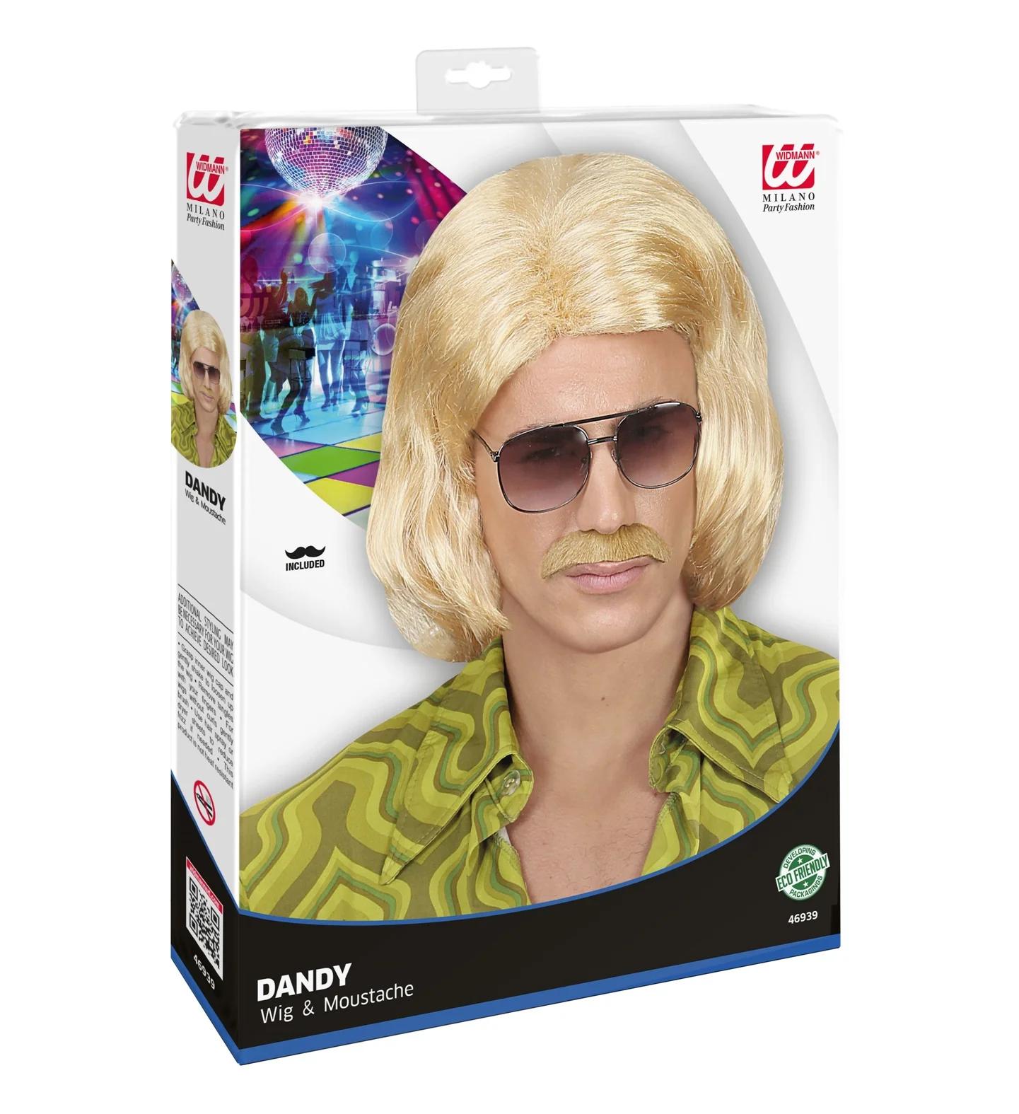 Blonde macho pruik met snor - Image 5