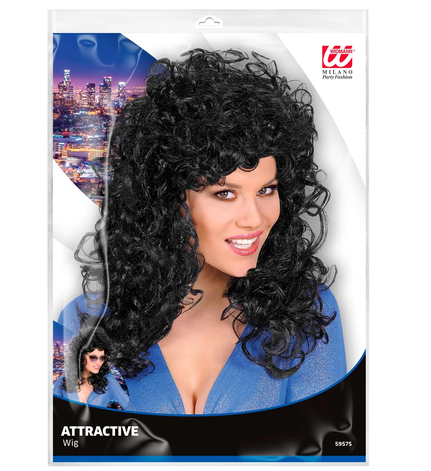 pruik krulpruik beauty zwart - Image 3