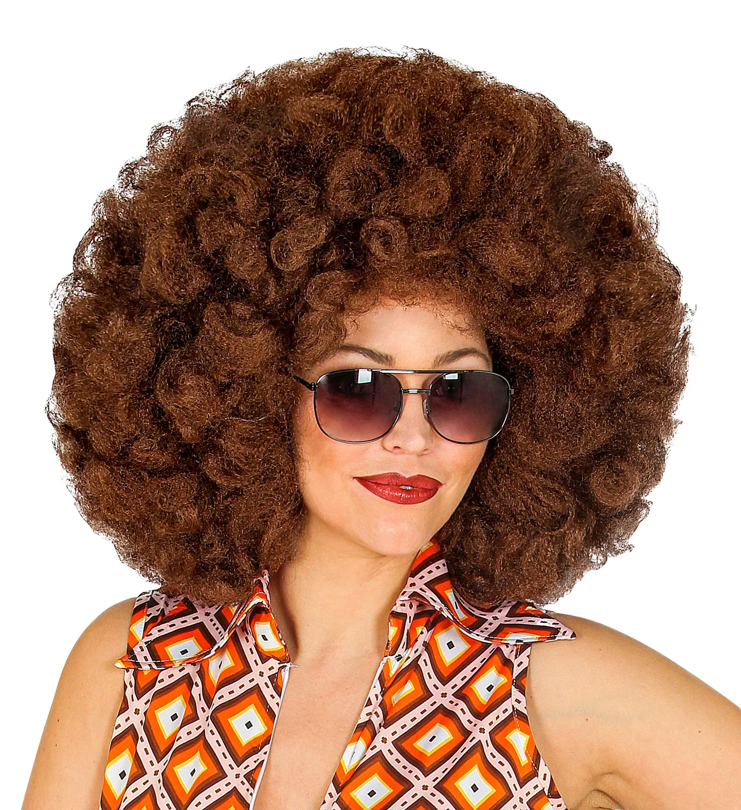 Afro pruik bruin groot - Image 4