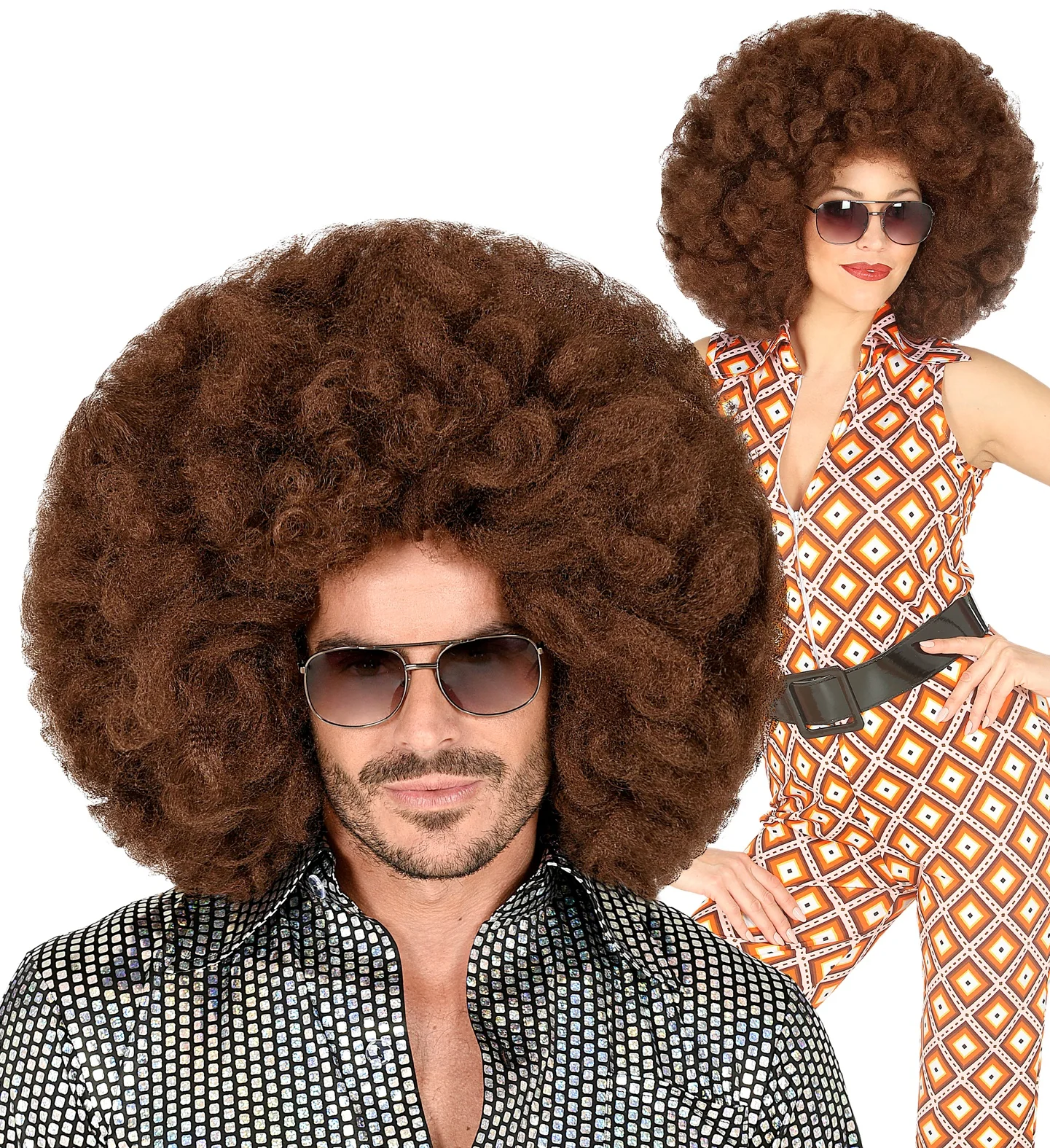 Afro pruik bruin groot - Image 5