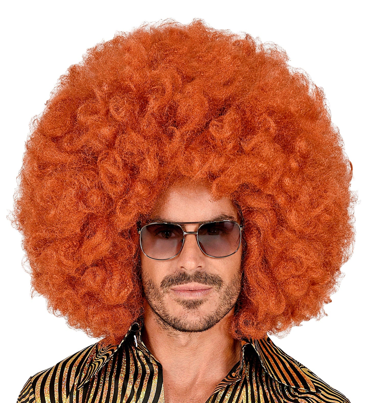 Afro pruik koper kleur groot