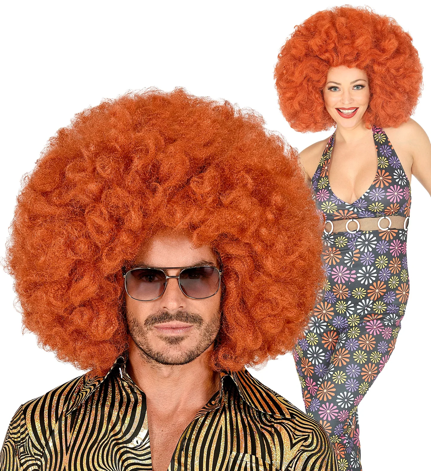 Afro pruik koper kleur groot - Image 5