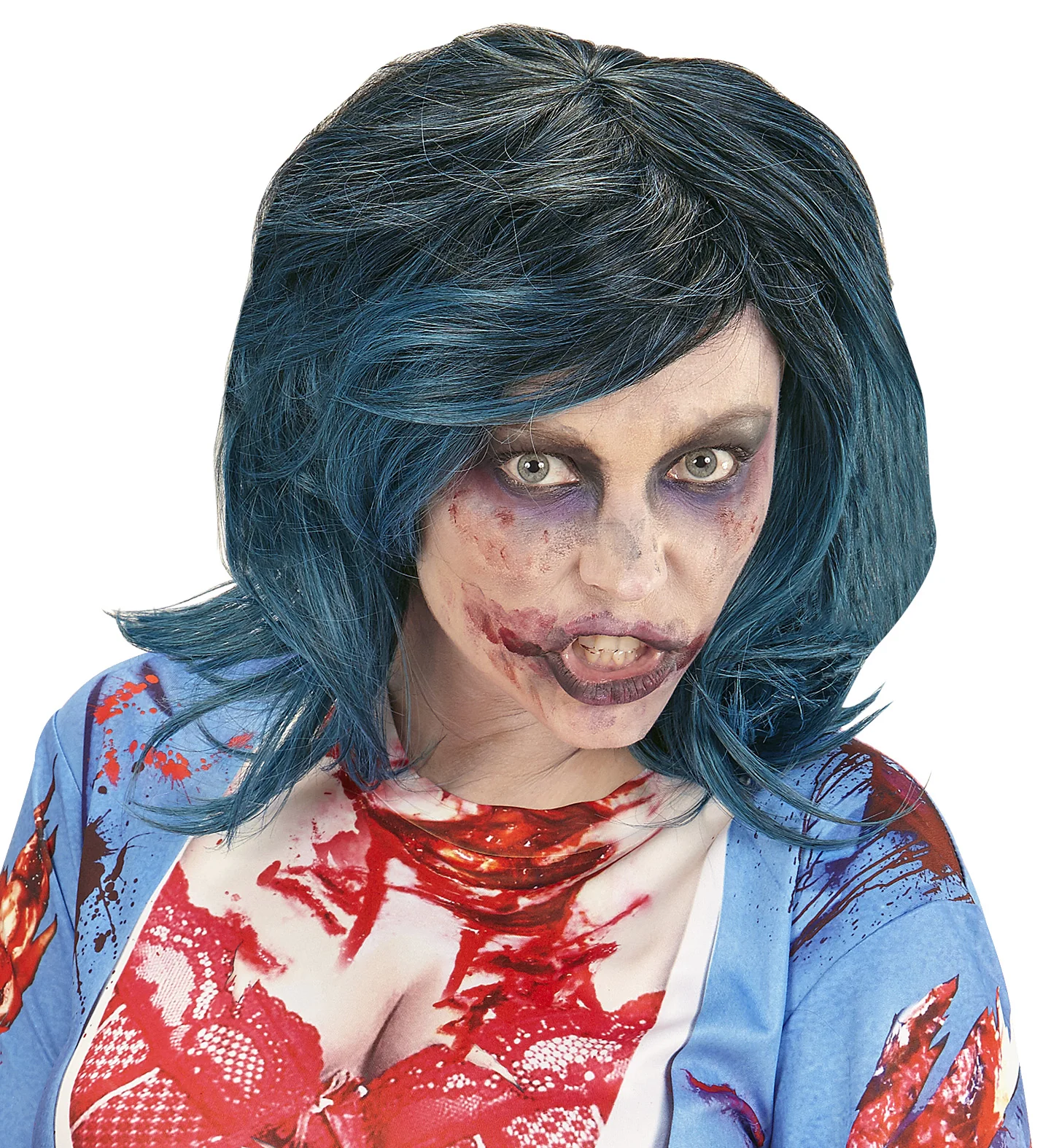 Pruik Megan blauw zwart - Image 3