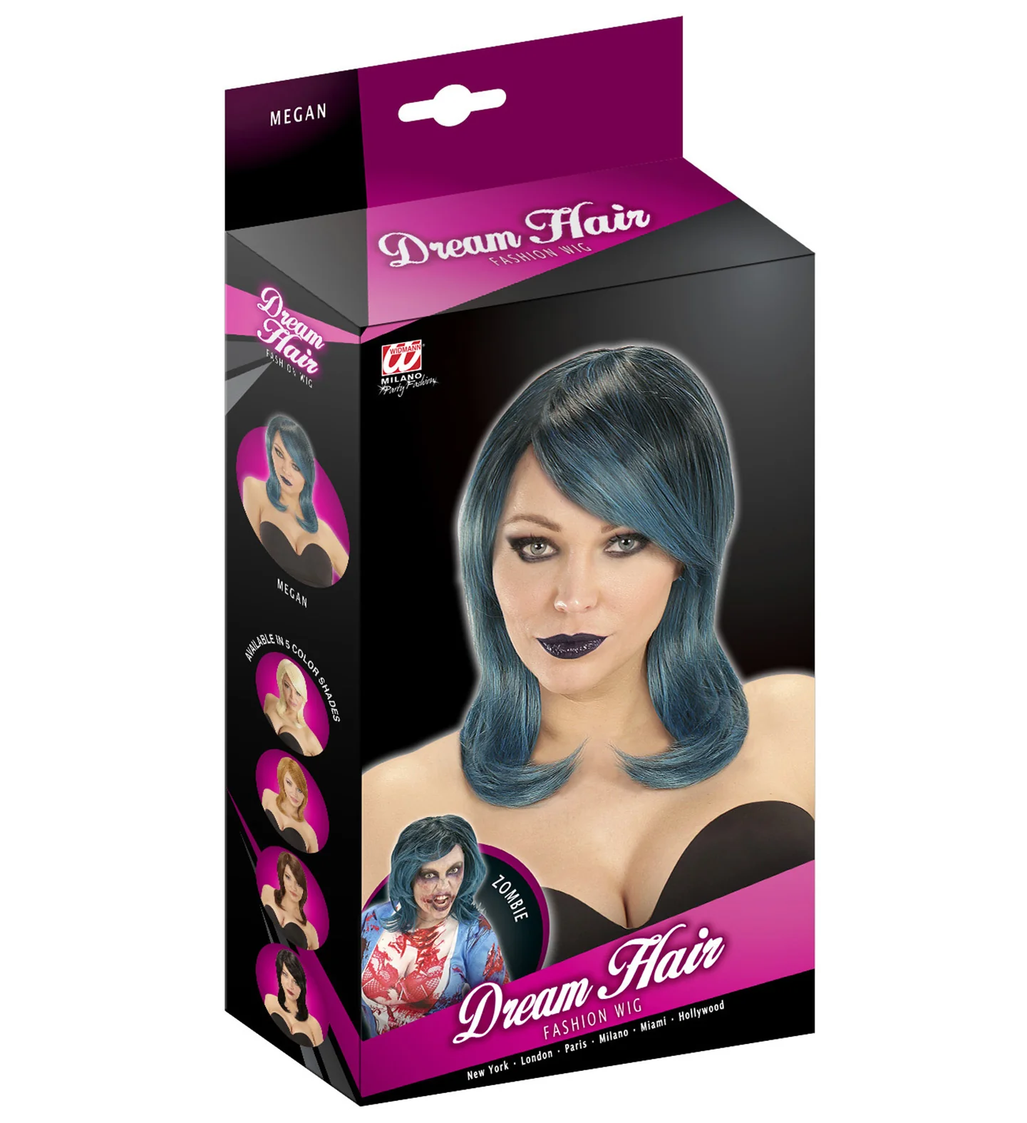 Pruik Megan blauw zwart - Image 4