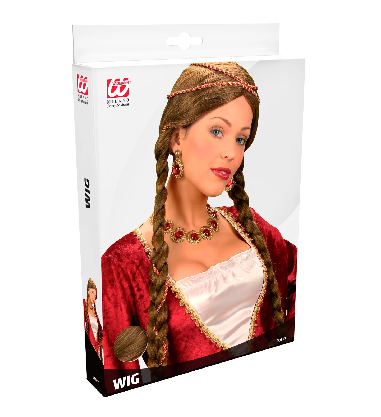 pruik middeleeuwse koningin bruin in doos - Image 2