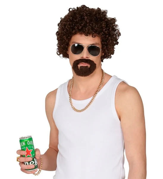 Krulpruik disco met ringbaard bruin - Image 4