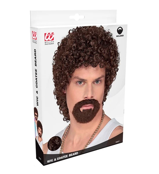 Krulpruik disco met ringbaard bruin - Image 5