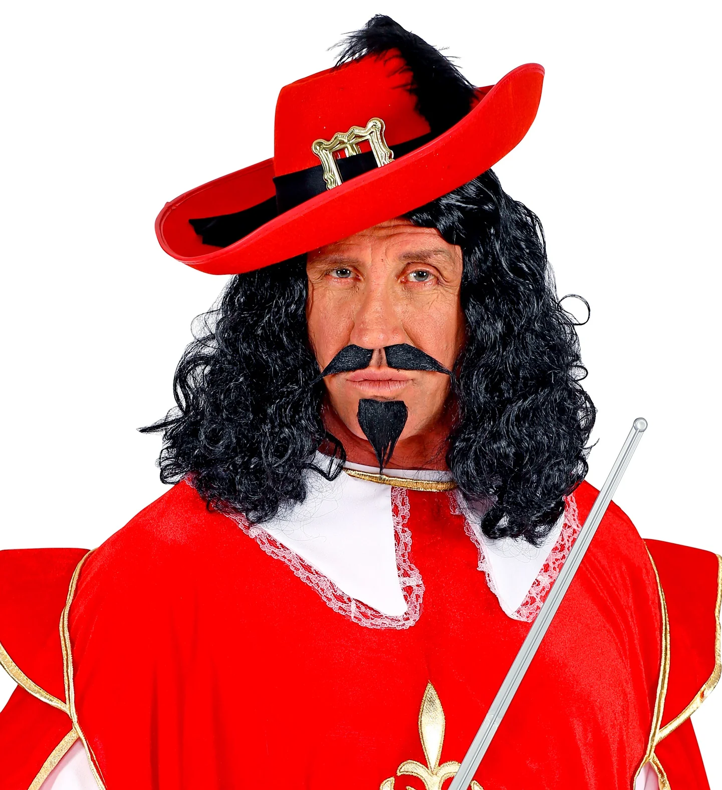 Musketier pruik zwart compleet - Image 4