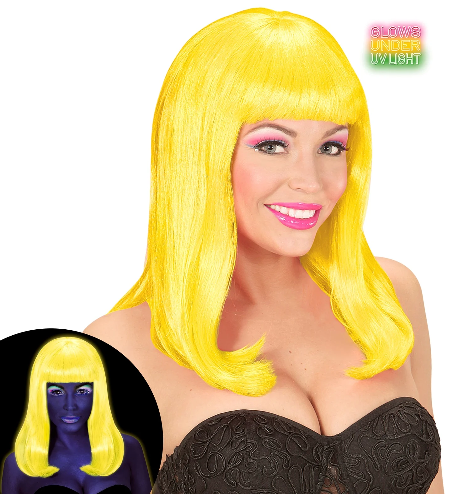 Pruik, Patsy Neon Geel - Image 3