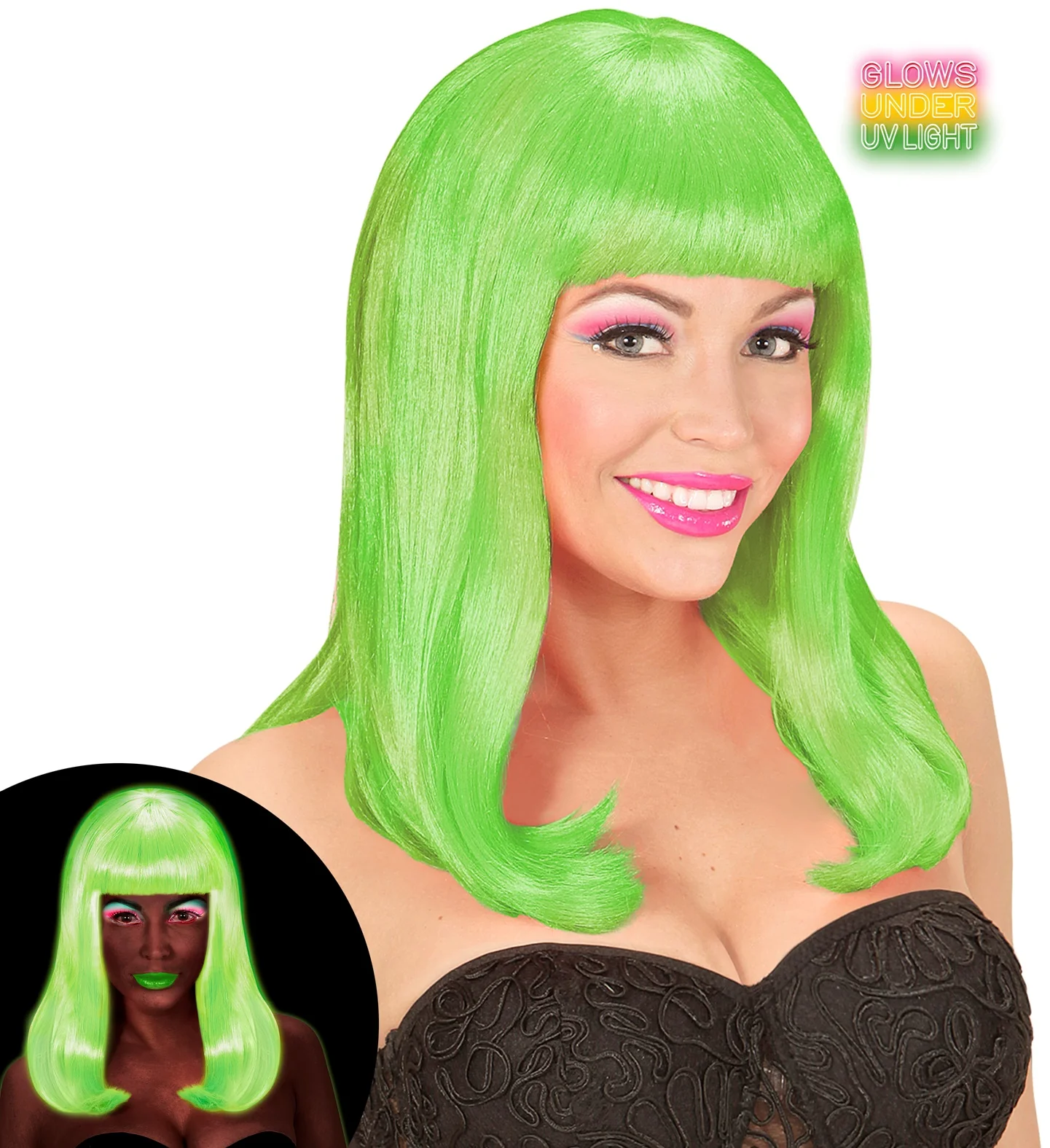 Pruik, Patsy Neon Groen - Image 4