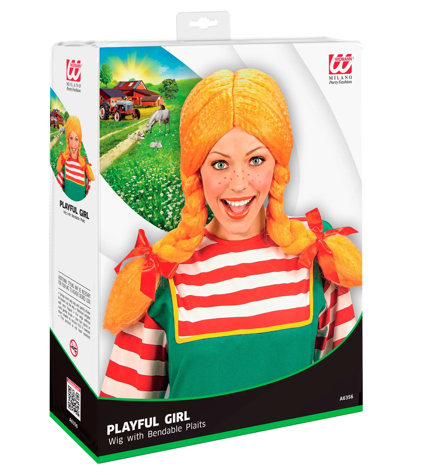 Pruik Pipi buigbaar oranje - Image 2