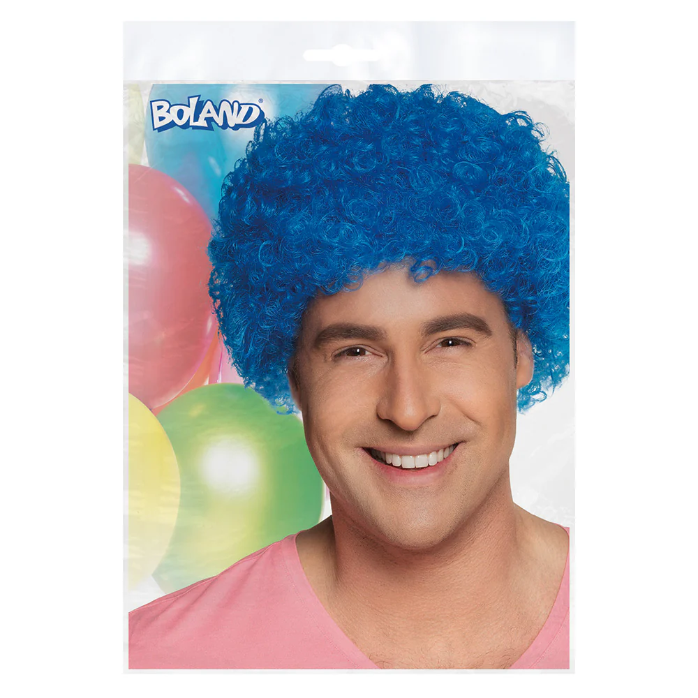 Blauwe krul pruik Pop blauw - Image 2