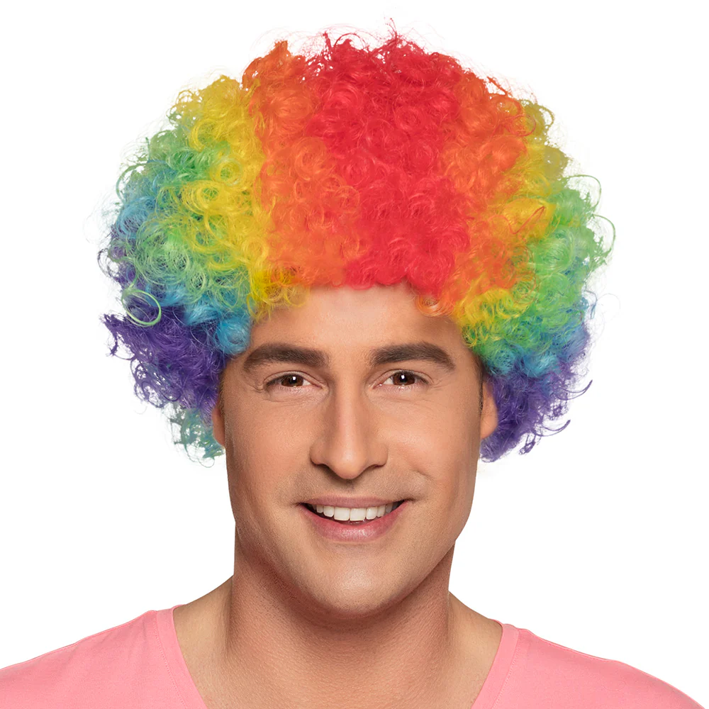 Clown pruik krullen Pop veelkleurig