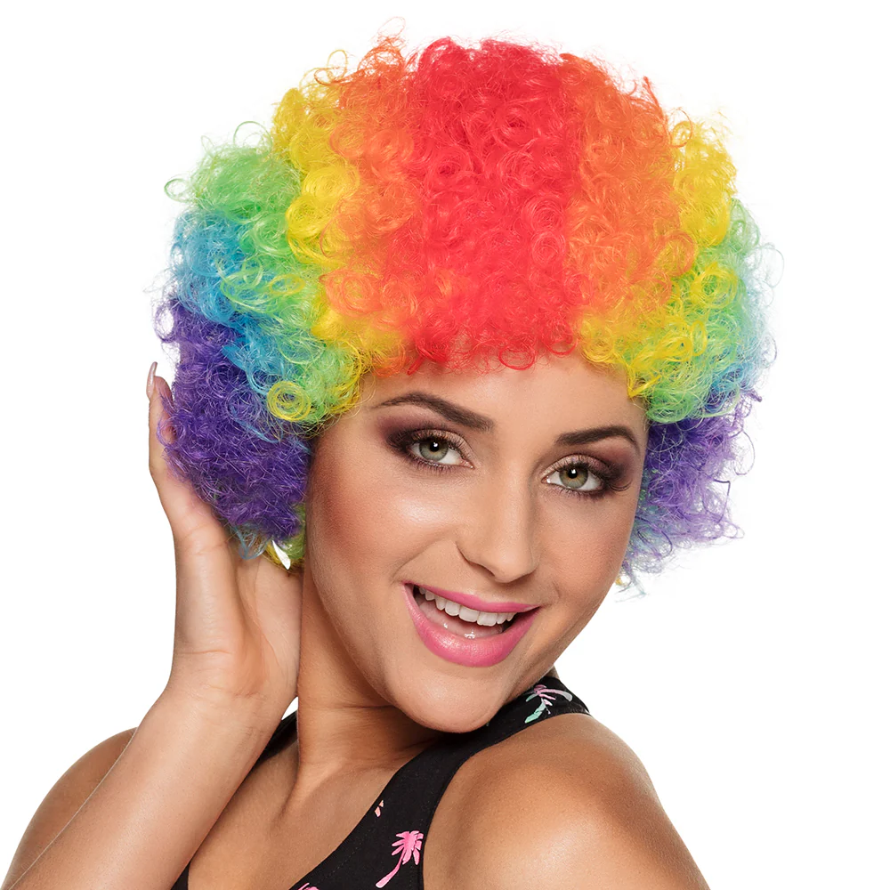 Clown pruik krullen Pop veelkleurig - Image 2