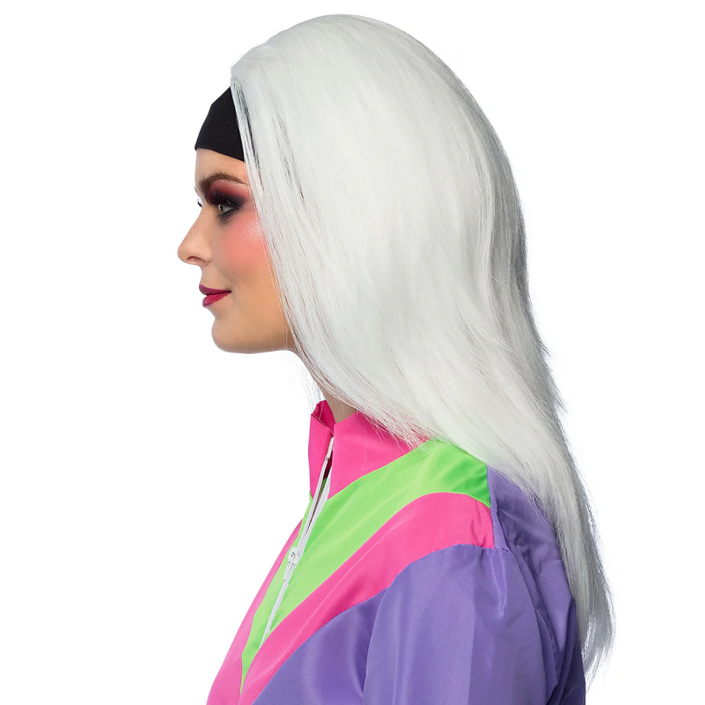 Pruik Retro babe wit lang haar - Image 3