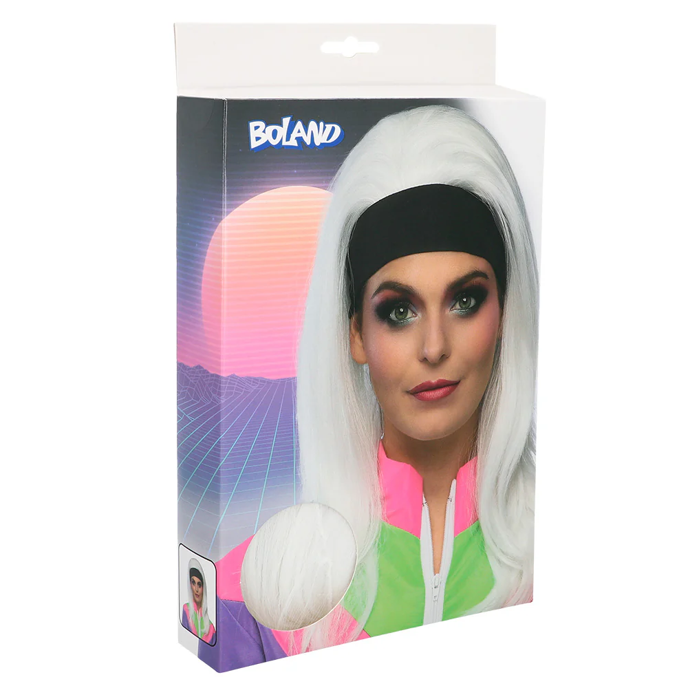 Pruik Retro babe wit lang haar - Image 5