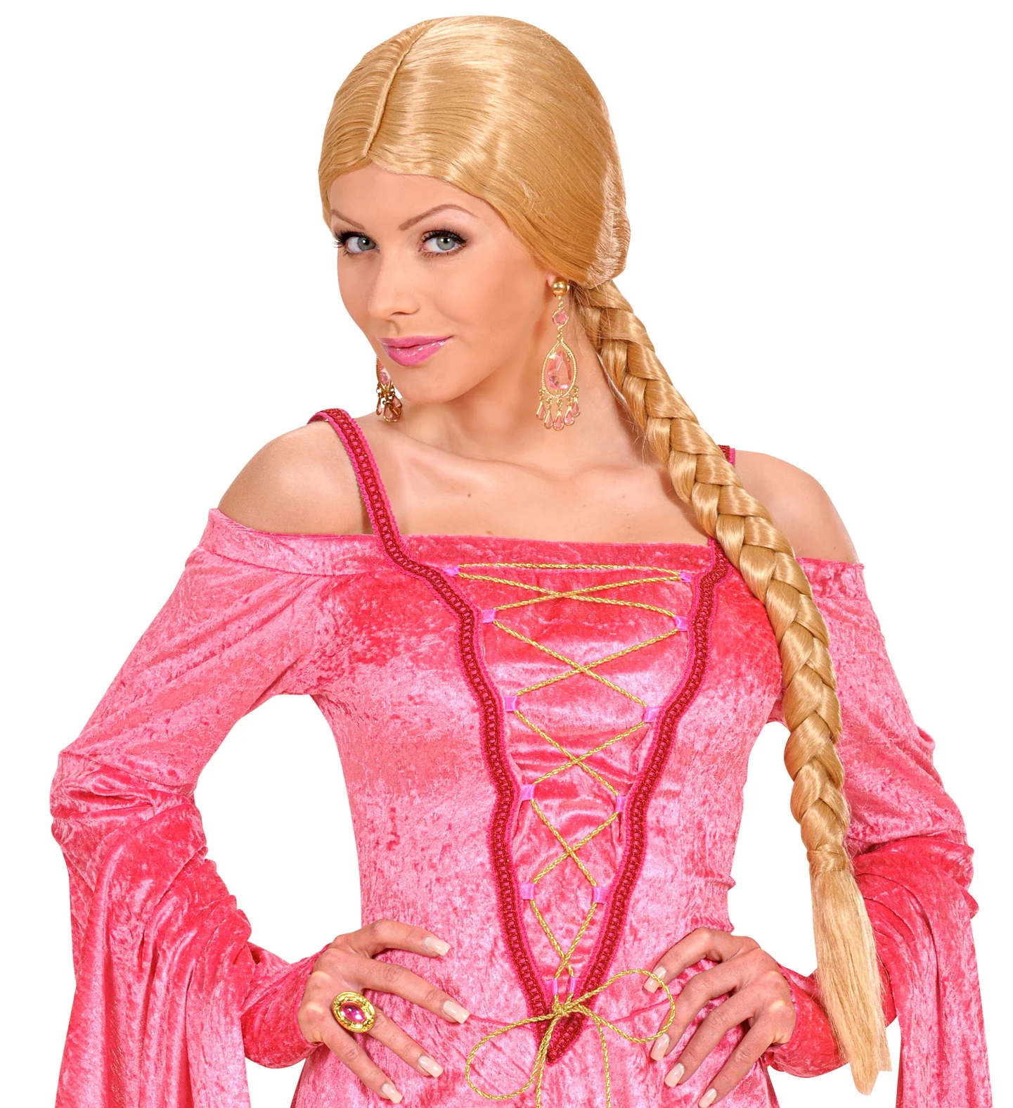 Kasteelvrouw pruik blonde vlecht