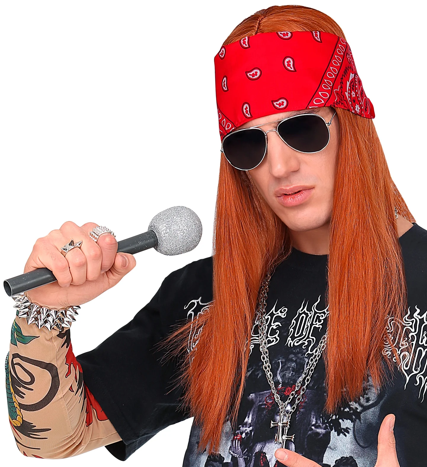Rockster pruik met Bandana en bril - Image 4
