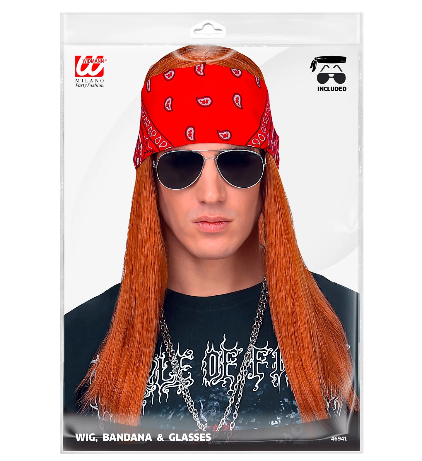 Rockster pruik met Bandana en bril - Image 5