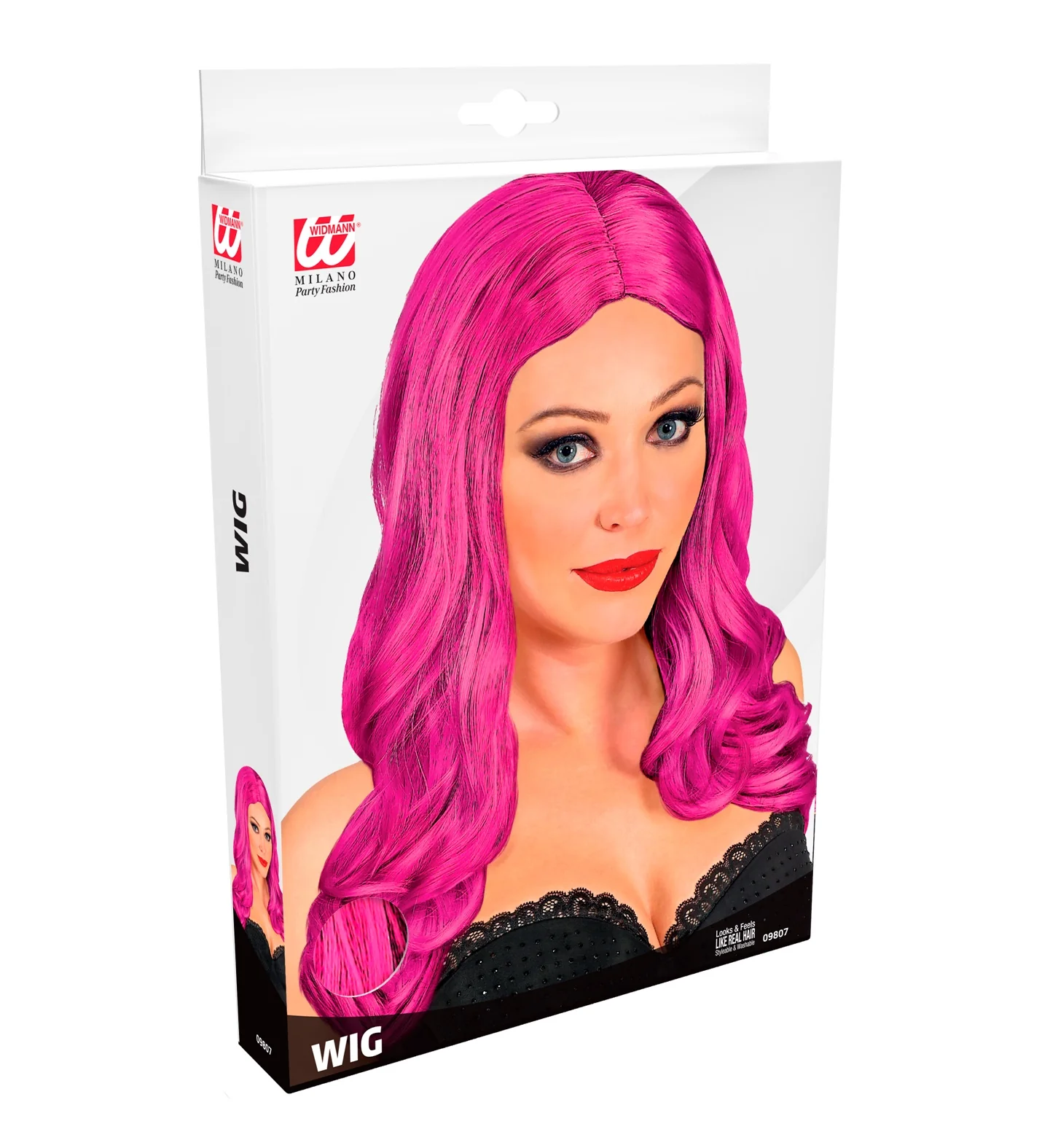Lange pruik roxy roze/ fuchsia - Image 2