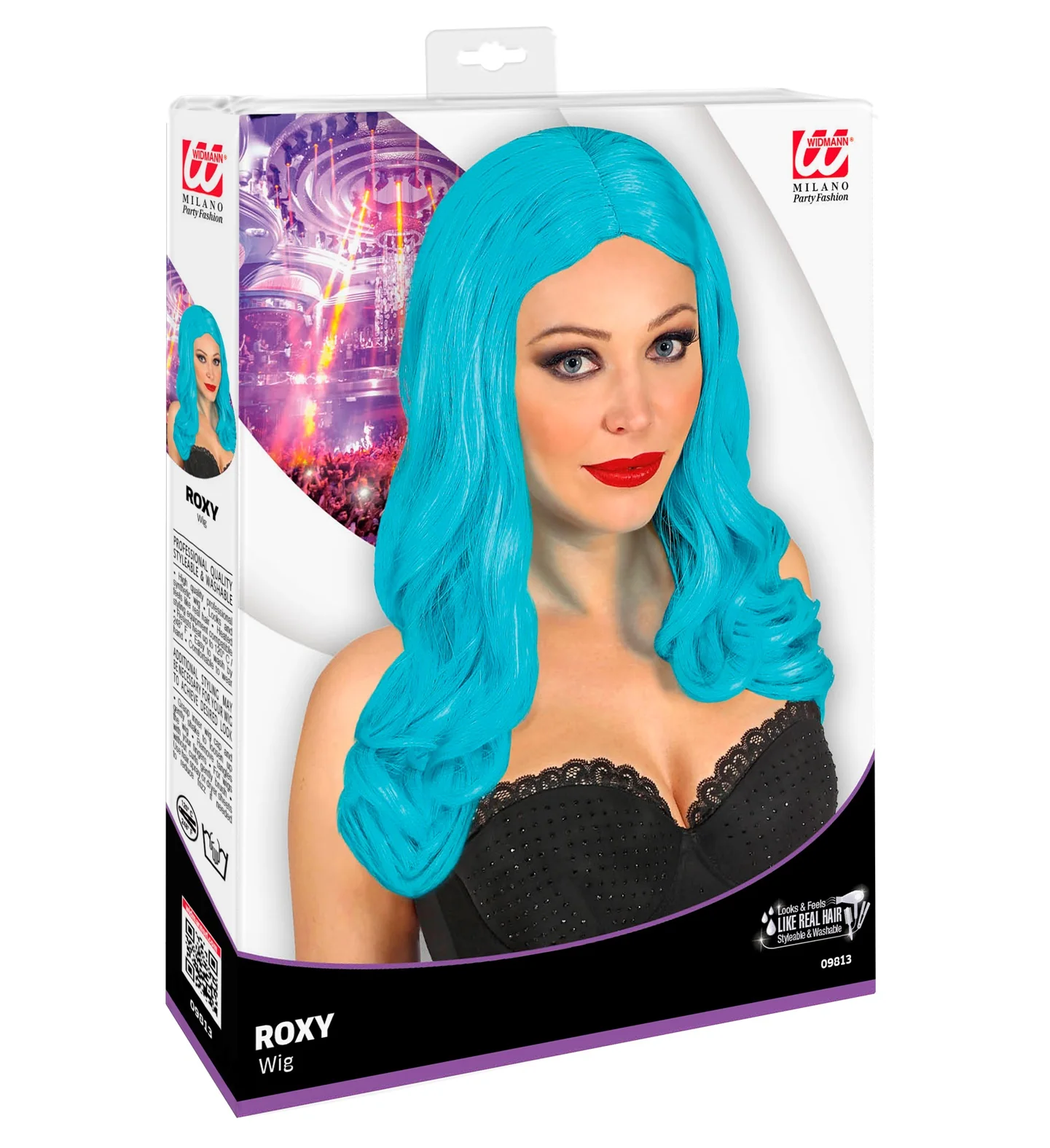 Lange pruik roxy licht blauw - Image 2