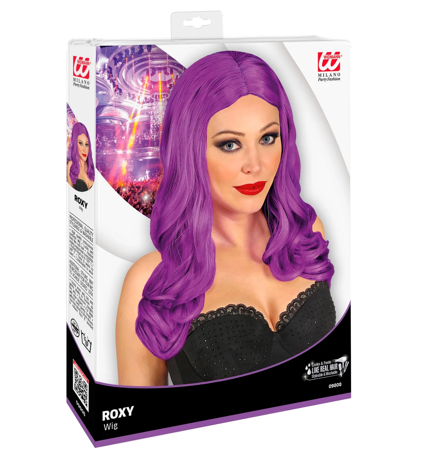 Paarse roxy pruik lang met krul - Image 2