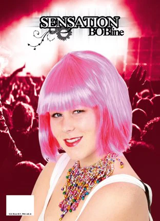 Pruik sensation boblijn roze - Image 2