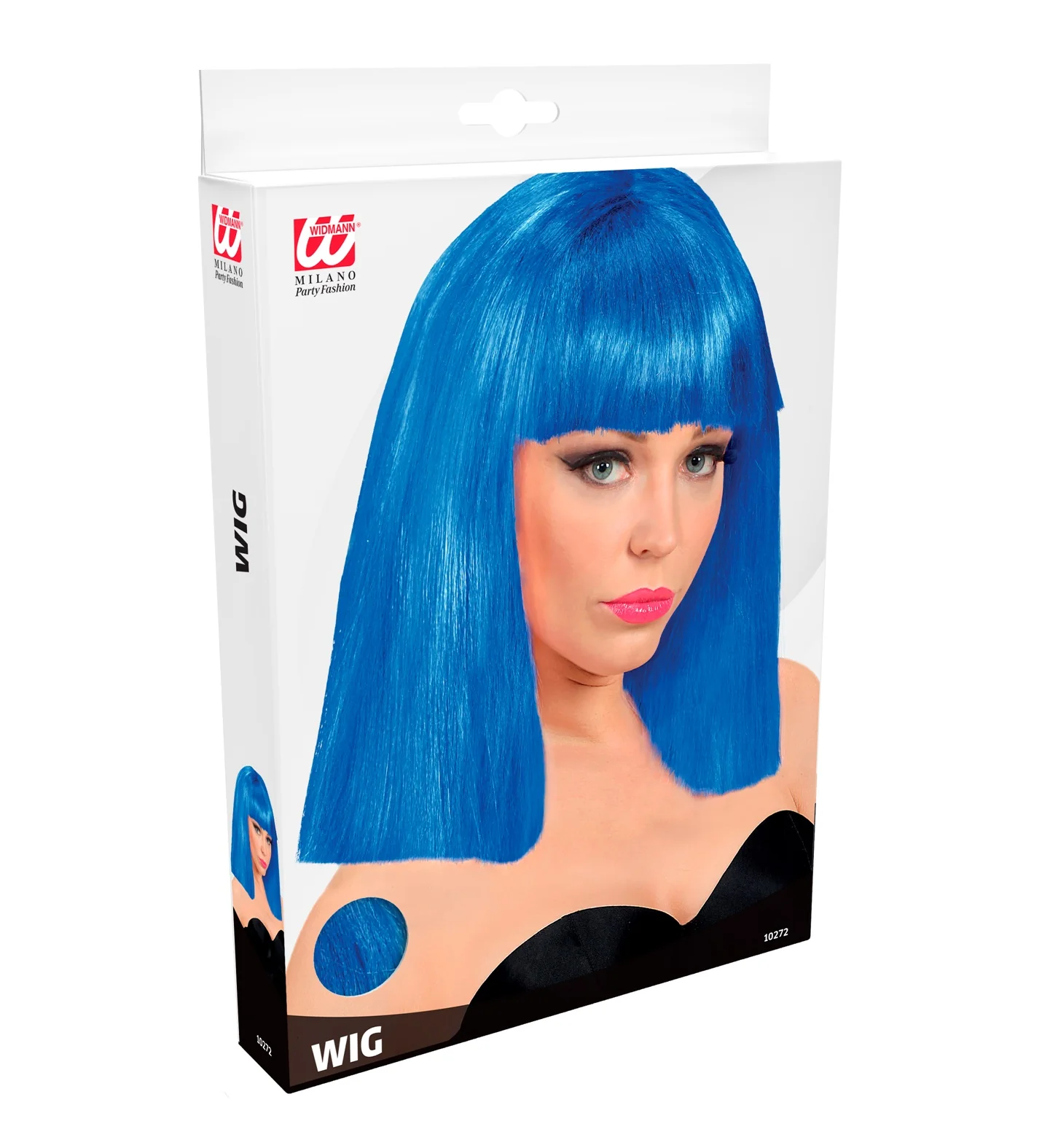 Blauwe showgirl pruik lang haar - Image 3