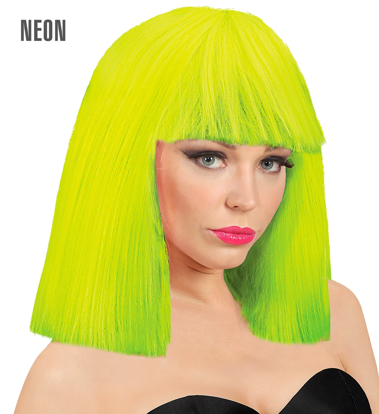 Neon gele pruik showgirl - Image 2