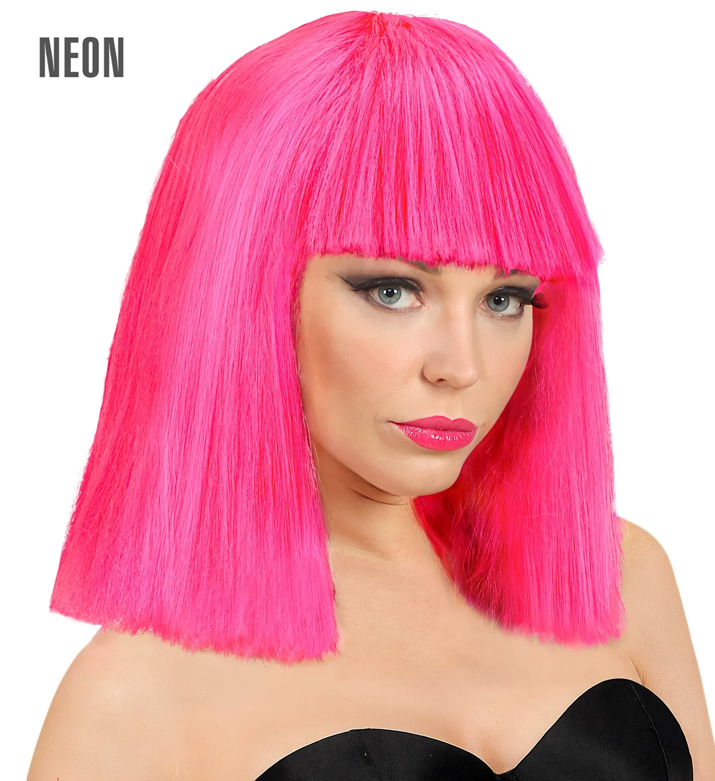 Neon roze showgirl pruik - Image 3