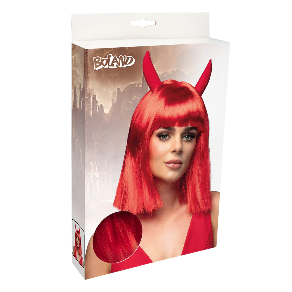 Pruik Spicy duivelin rood met hoorns - Image 4