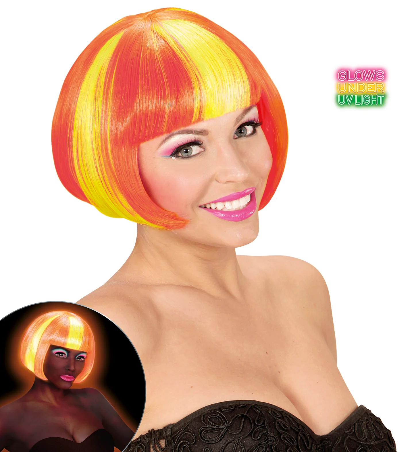 Pruik, Valentina Neon Geel/Oranje - Image 2