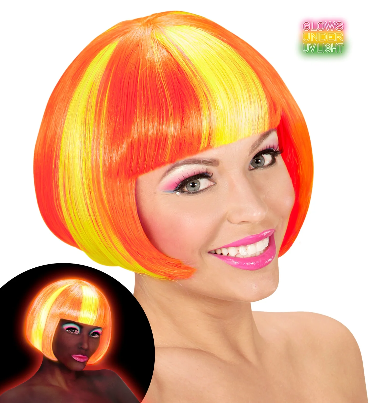 Pruik, Valentina Neon Geel/Oranje - Image 4