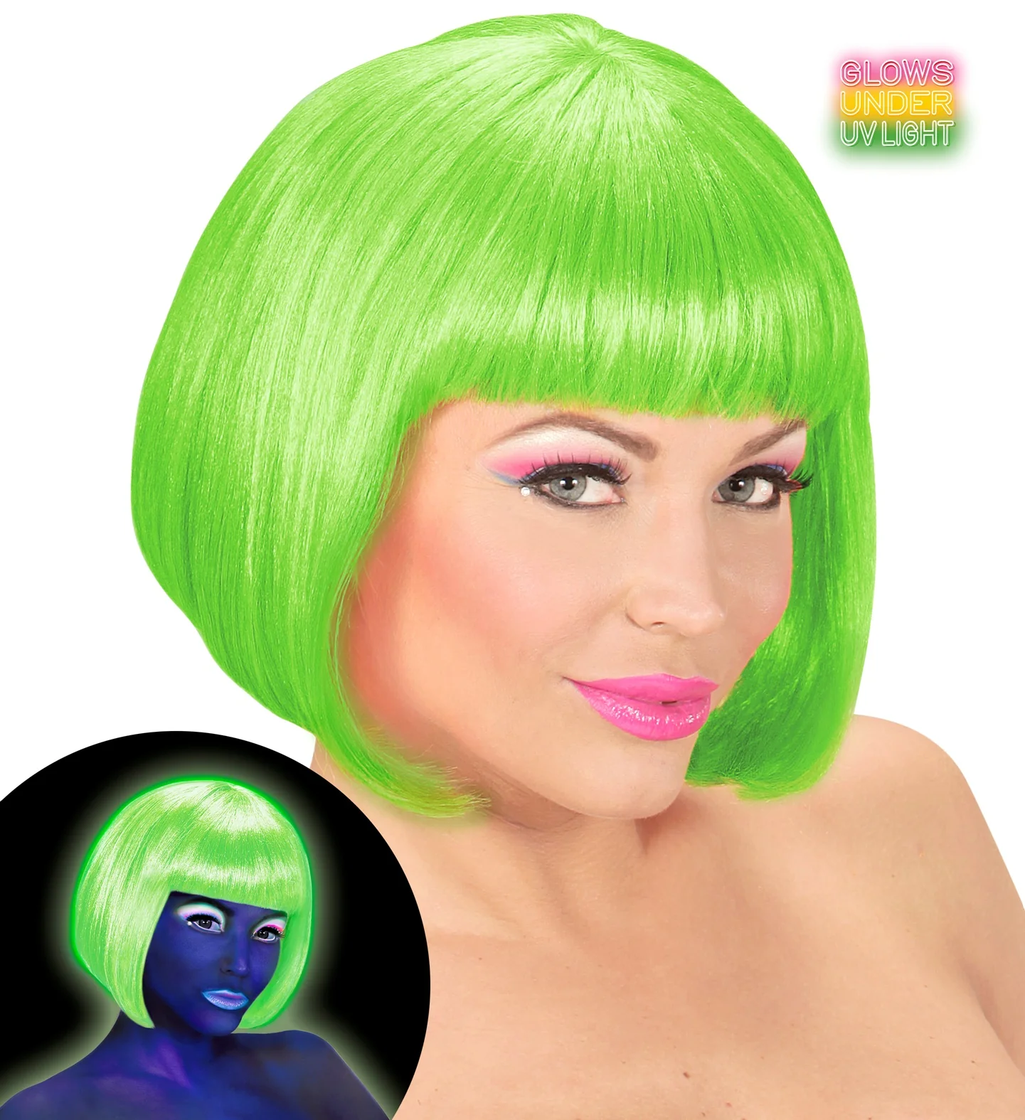 Pruik, Valentina Neon, Groen - Image 2