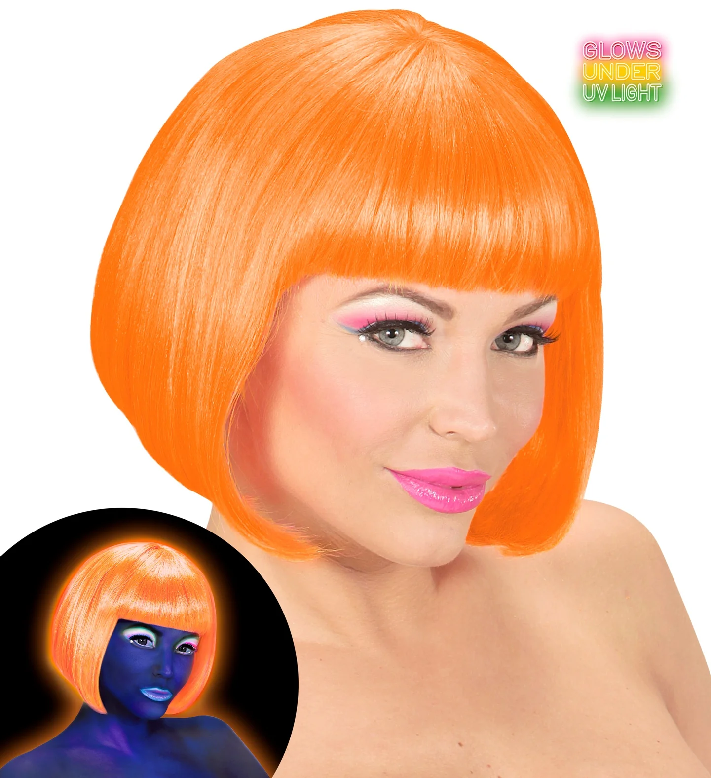 Pruik, Valentina Neon, Oranje - Image 3