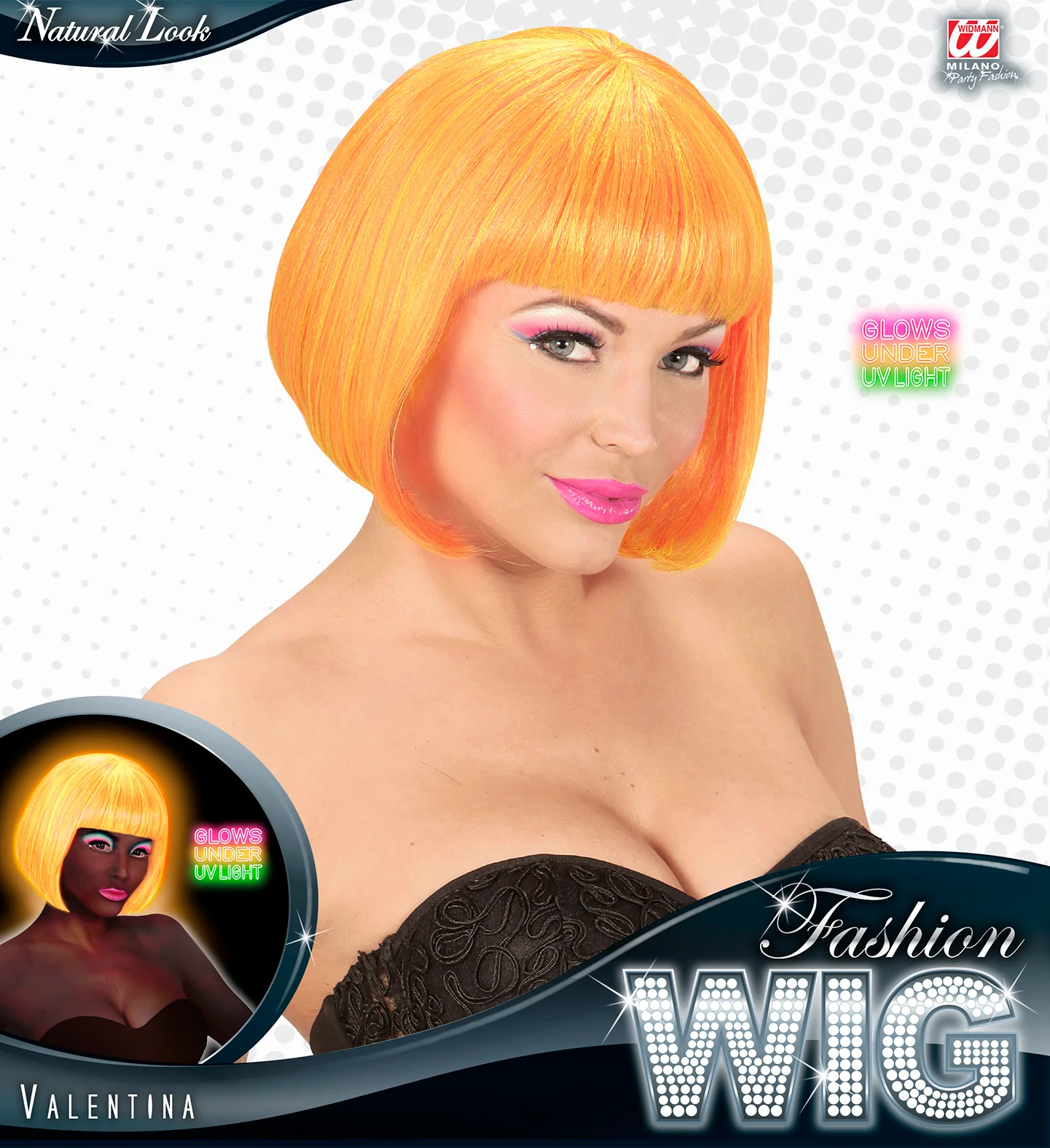 Pruik, Valentina Neon Oranje/Geel Mix - Image 4