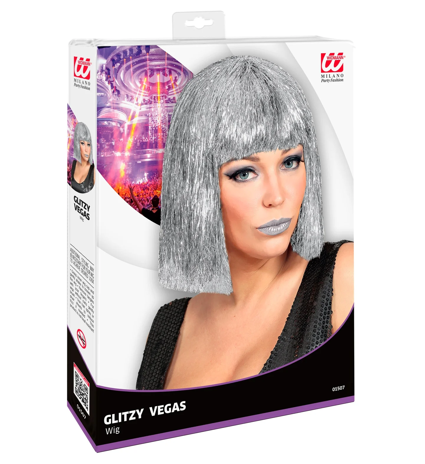 Glitterpruik zilver Vegas - Image 4