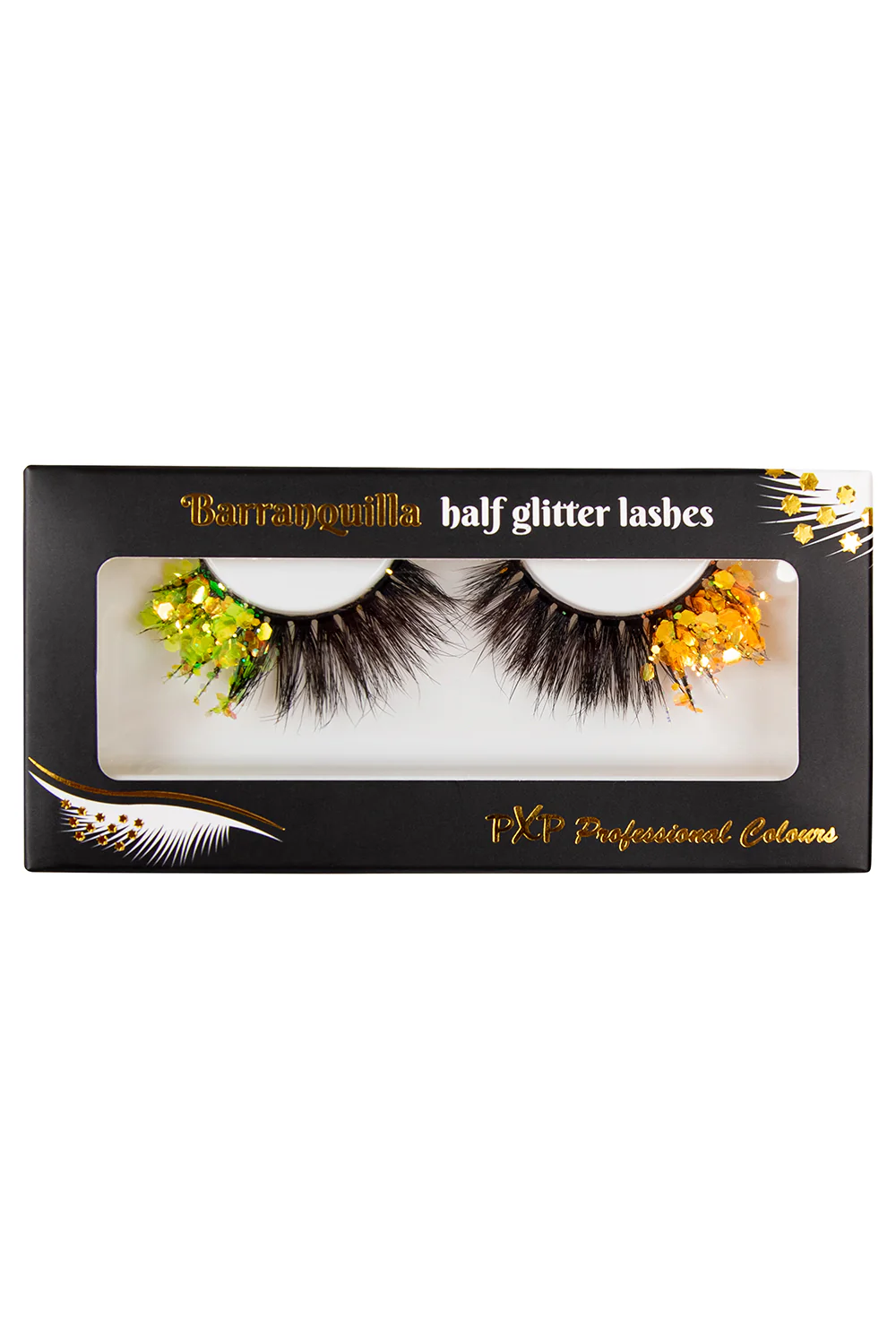 PXP fluorescerende glitter wimpers Bi-color geel en groen - Image 3
