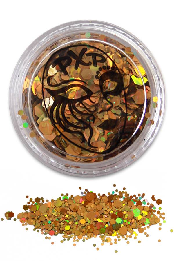 Grove schmink glitters in sprankelend goud