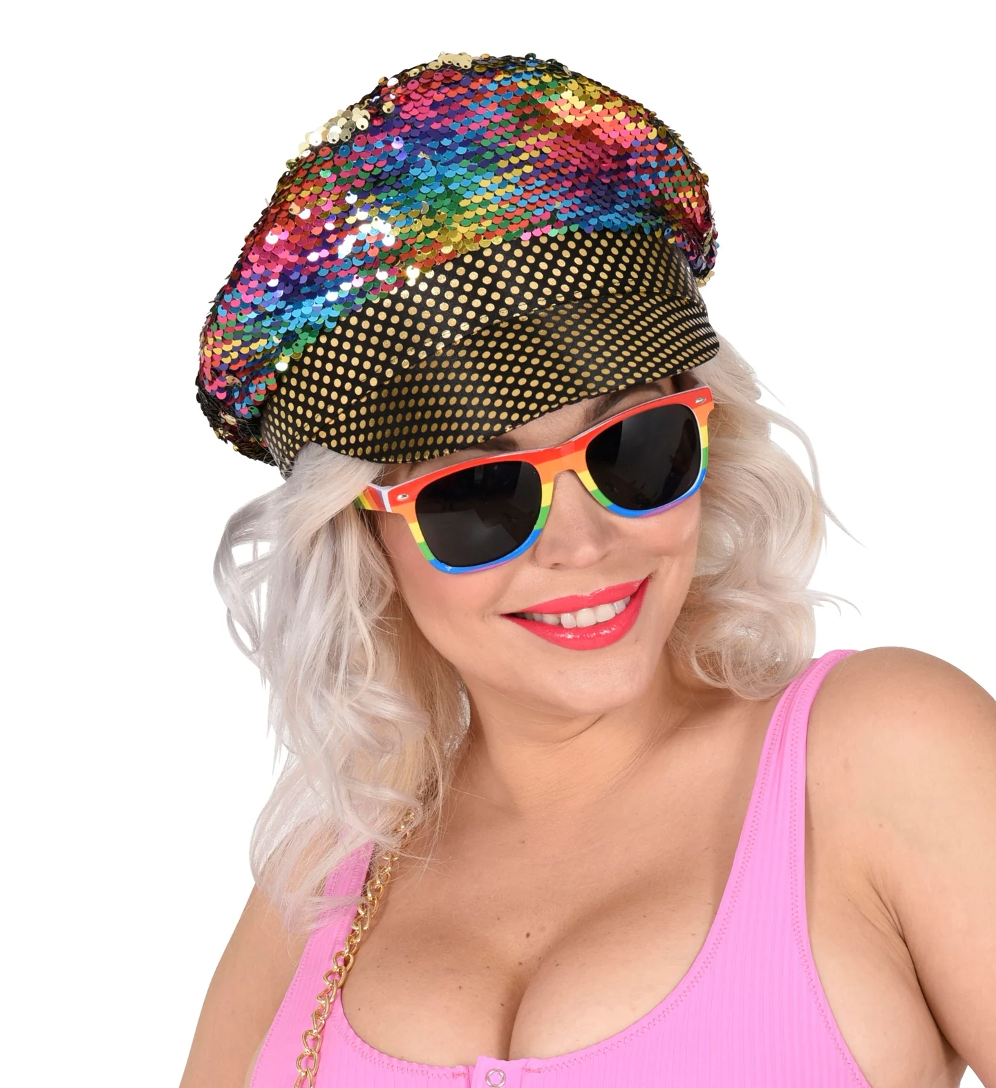 Regenboog pet met haar - Image 4