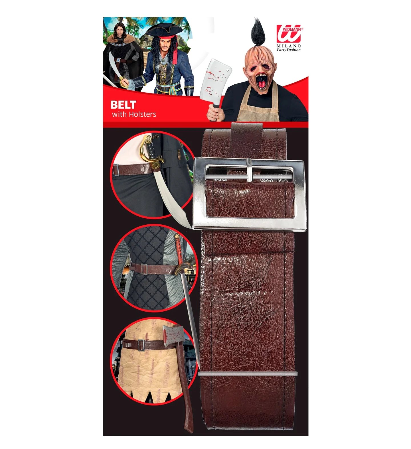 Bruine riem met 4 holsters voor wapens - Image 6