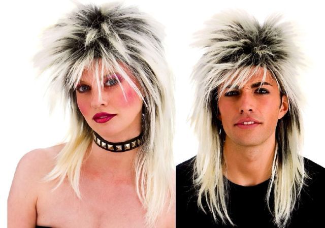 Rocker pruik blond 80-jaren